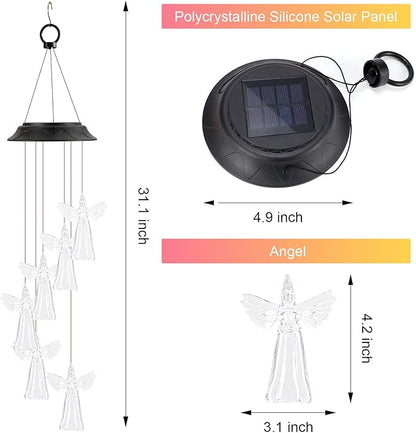 Gifts for Women Mom Grandma, Gardening Birthday Gifts for Mothers Day, Angel Solar Wind Chimes for Outside, Wind Chimes Outdoor Waterproof, Solar Lights Outdoor Decorative for Garden Patio Yard