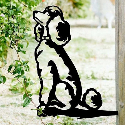 Adorable Dog Stake Decoration Yard Garden Outdoor Poodle Lawn Decor Metal Art Dog Silhouette Decoration Steel Dogs Statue Adorable Ornament Gift (Poodle)