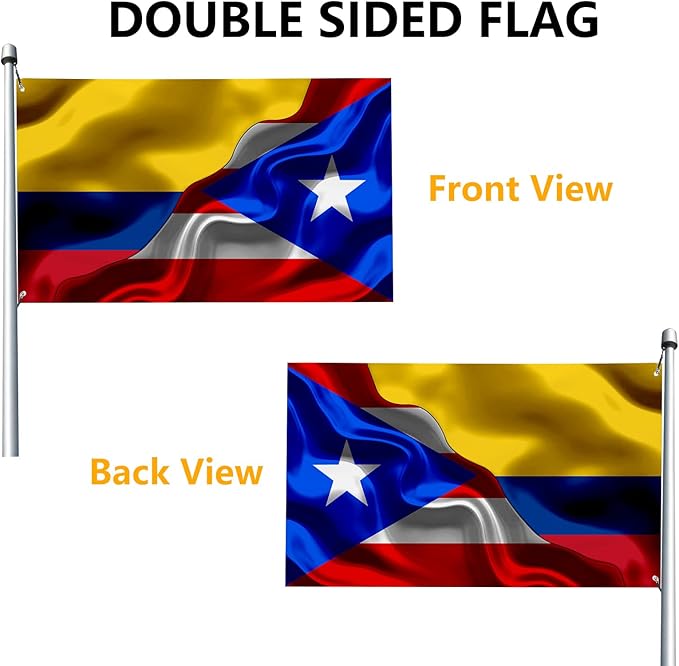 Colombian Colombia And Puerto Rico Puerto Rican Flag 3x5 Ft Double-Sided Printed Indoor/Outdoor Flag Polyester Fabric Decorative Banner With 2 Brass Grommets 3x5 Foot National Flags For Outside