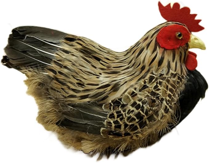 Realistic Chicken Figurine, Artificial Feather Hen Model for Home Garden Decor
