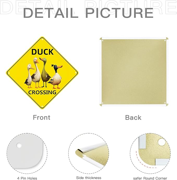 Duck Crossing Signs, Duck Pond Sign for Duck Nene Crossing Sign Bundle 2 Pieces Nene Crossing Farmhouse Wall Decor Garage Retro 12X12 Inch