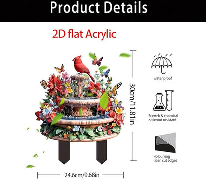Hummingbird Flowing Water Garden Stake Decor, Butterfly Acrylic 2D Garden Decoration,Sculptures Ornament Garden Accessories for Outdoor Indoor Yard Lawn Pot Plants (Style B)