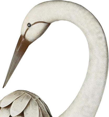 Regal Art & Gift Metal Egret Statue – Coastal Heron Garden Sculpture, Elegant Bird Decor for Lawn, Patio, or Beach House Yard – Sturdy Outdoor Standing Crane Ornament, 15.25""L x 8.25""W x 40.5""H