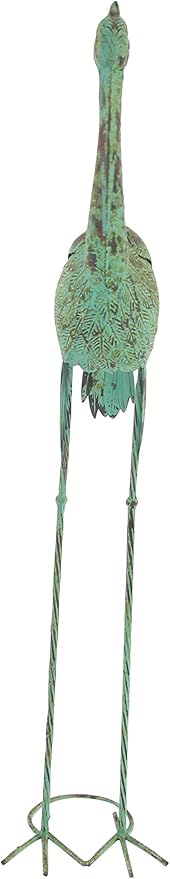 Deco 79 Metal Crane Decorative Garden Sculpture Indoor Outdoor Garden Statues with Coiled U Shaped Feet, Set of 2 Outdoor Sculptures 19"W, 47"H, Green