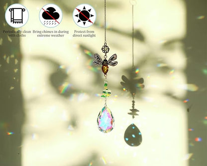 Crystal Suncatchers Bee Prism Rhinestones Ornament, Colorful Diamond Decor Prisms for Windows Wall Home Wedding Hanging