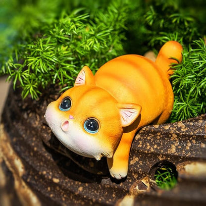 Cat Flower Pot Huggers for Flower Pots, Cute Plant Pot Hanger Ornaments, Funny Plant Decorations for Pots, Resin Cat Figurines for Garden Planters Edge Hanging Decor (A)