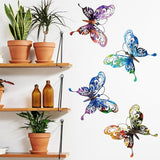 4Pcs Butterfly Metal Sign Wall Art Decor,Set of 4 Colorful Butterflies Ornament Bedroom Hanging Gifts for Birthday Housewarming,Butterfly Decorate for Fence Garden Yard Patio Farmhouse Front Door