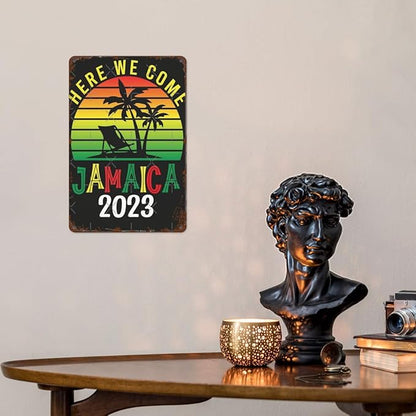 Patio Wall Decor Here We Come Jamaica 2023 Family Summer Vacation Trips Metal Signs Plaque Wall Decor Sign For Bathroom,Kitchen,Yard,Garage,Home Fun Quotes And Inspirational Messages 8X12inch