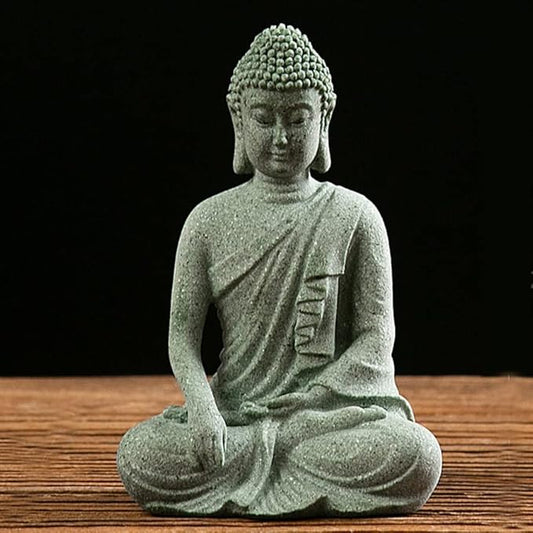 Mini Buda Meditating Buddah Statue-Natural Sandstone Stone -Handmade for Zen Garden Fish Aquarium Tank Yoga Bonsai Micro Landscape Spiritual Fengshui Praying Shui Chakra Decor (Meditation)