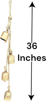 Mango Gifts Vintage Rustic Cow Bells Hanging Chimes with Jute Rope, Tranquil Wind Chimes for Garden Outdoor and Patio, Country Style Boho Theme Home Decor (MGT23)
