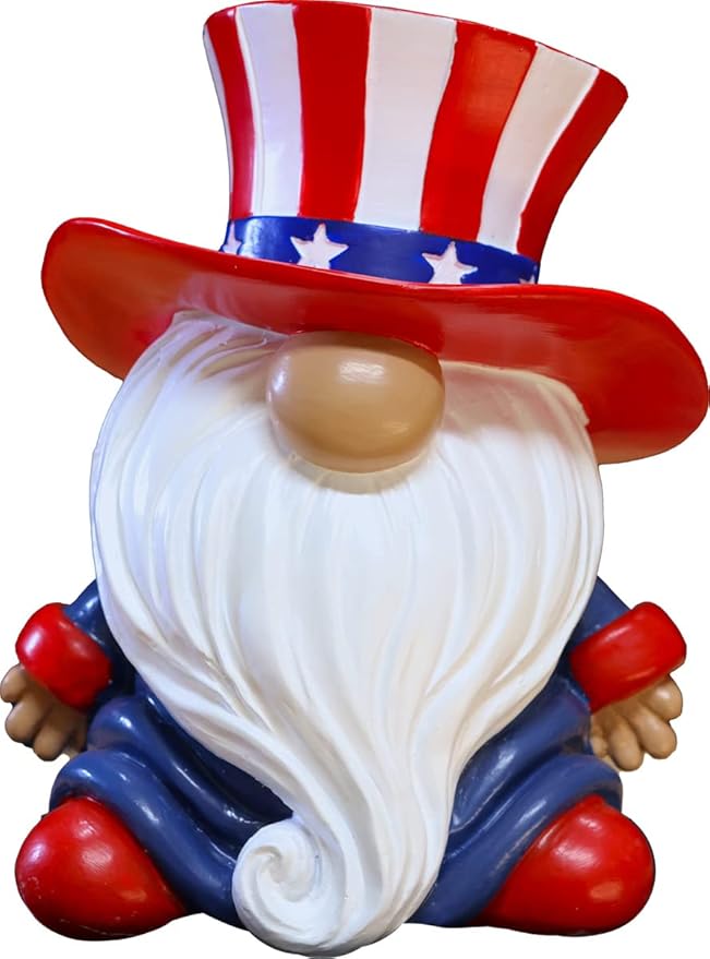 Spoontiques - Decorative Garden Statue - Colorful Home Décor for Indoor or Outdoor Use - Patio Decoration - Garden Accessory - Americana Gnome