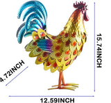 Metal Rooster Statue Garden Chicken Sculpture Decoration Metal Yard Art for Yard Outdoor Indoor Decoration (#G)