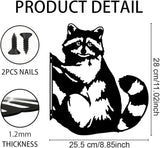 WADORN Metal Raccoon Garden Fence Decor, Raccoon Silhouette Decorative Farmhouse Statue Backard Wall Decor Cute Animal Yard Art Garden Stake for Garden Yard Patio Park Home Outdoor Decorations