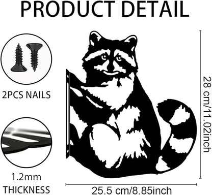 WADORN Metal Raccoon Garden Fence Decor, Raccoon Silhouette Decorative Farmhouse Statue Backard Wall Decor Cute Animal Yard Art Garden Stake for Garden Yard Patio Park Home Outdoor Decorations