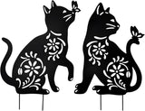 MrMrKura 2 Pack Metal Cat Stakes Garden Decor Stakes Black Cat Silhouette Statue for Outside Decorative Ornaments for Outdoor Garden Home Patio Yard Decoration