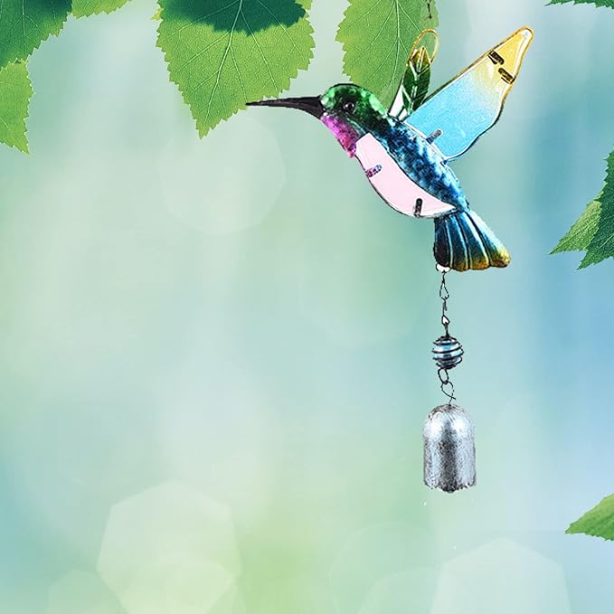 Hummingbird Decor with Bell, Hummingbird Wind Chimes, Hanging Bell Decorations for Yard, Garden, Home and Outdoor, Gift for Mom