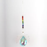 Rainbow Crystal Suncatcher,Angel Suncatcher with Large Wings in The Drop Shape,Guardian Angel for Car