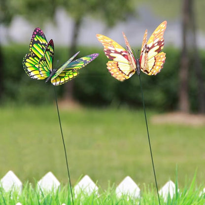 NUOBESTY 12pcs Fake Butterfly Stakes 3D Butterflies Stake for Garden Lawn Patio Yard Pathway Indoor Outdoor Ornaments (Random Color)