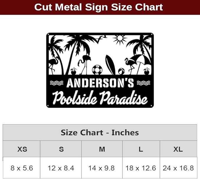 MeMate Outdoor Decor - Personalized Metal Sign for Pool, Patio, Porch, Deck - Flamingo Large Sign for Outside - Housewarming Gift