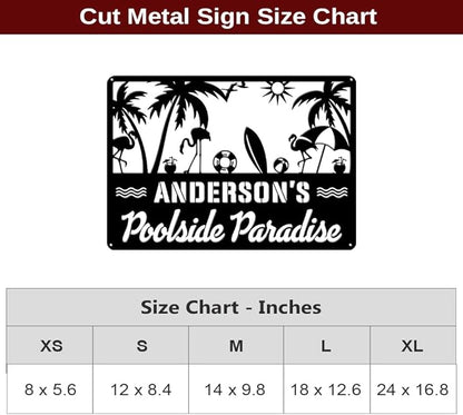 MeMate Outdoor Decor - Personalized Metal Sign for Pool, Patio, Porch, Deck - Flamingo Large Sign for Outside - Housewarming Gift