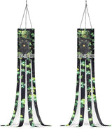 Jeiento St Patrick Day Windsock Flag 40Inch Green Leaf Black Cat Windsock Flags Hanging Outside Decoration for Party/Trees/Balcony,Lightweight Wind Socks 40" Washable Fabric