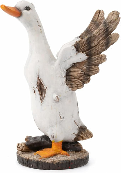 Duck Outdoor Statue, Resin Garden Lawn Yard Decor Sculpture, Funny Figurine Ornament for Porch Patio Flower Bed Home Bookshelf or Tabletop