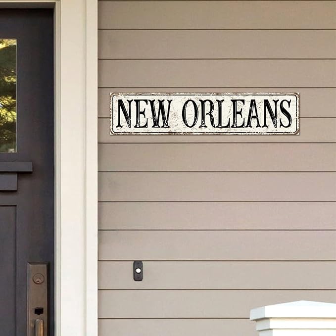 Madcolitote Rustic New Orleans Wood Signs New Orleans Custom Street Sign Vintage Country Wood Plaque Farmhouse Wall Art Wall Decor for Home Man Cave Gate Garden Bars Cafes 4x18in