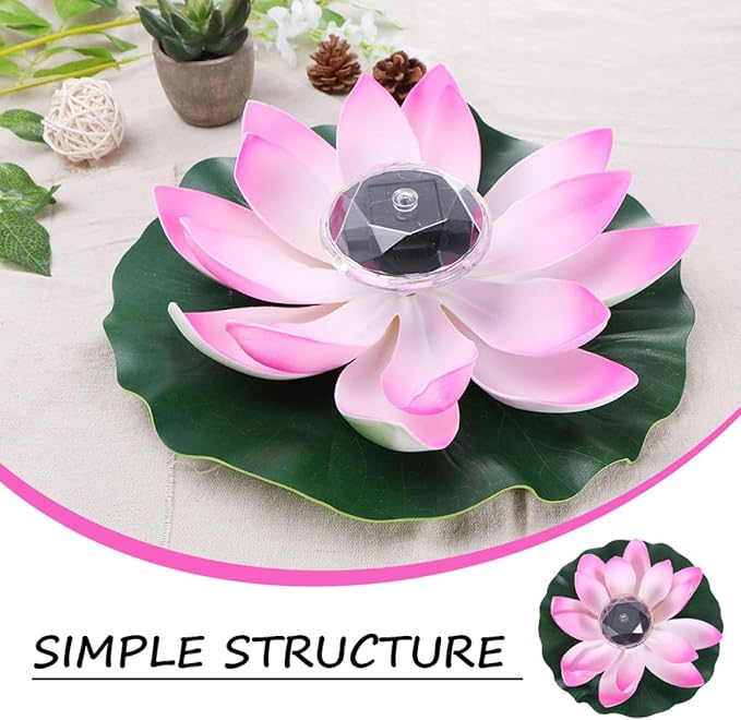 BESTonZON 2pcs Solar Floating Lotus Pond Lights, Outdoor Landscape LED Water Garden Decor with Color-Changing Gradient, Solar-Powered Waterproof Pool Lamps for Garden Pond