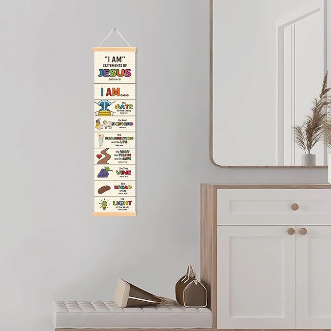 Christian Wall Poster, I am statements of Jesus Poster, Door Hanging Decors, Bible Verse Lesson Tool, Bible Verse Home Decor, Living Room Decor, Family Hanging of Scripture and Words Decorations 05