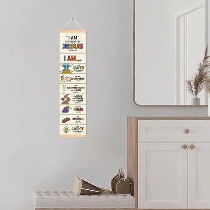 Christian Wall Poster, I am statements of Jesus Poster, Door Hanging Decors, Bible Verse Lesson Tool, Bible Verse Home Decor, Living Room Decor, Family Hanging of Scripture and Words Decorations 05