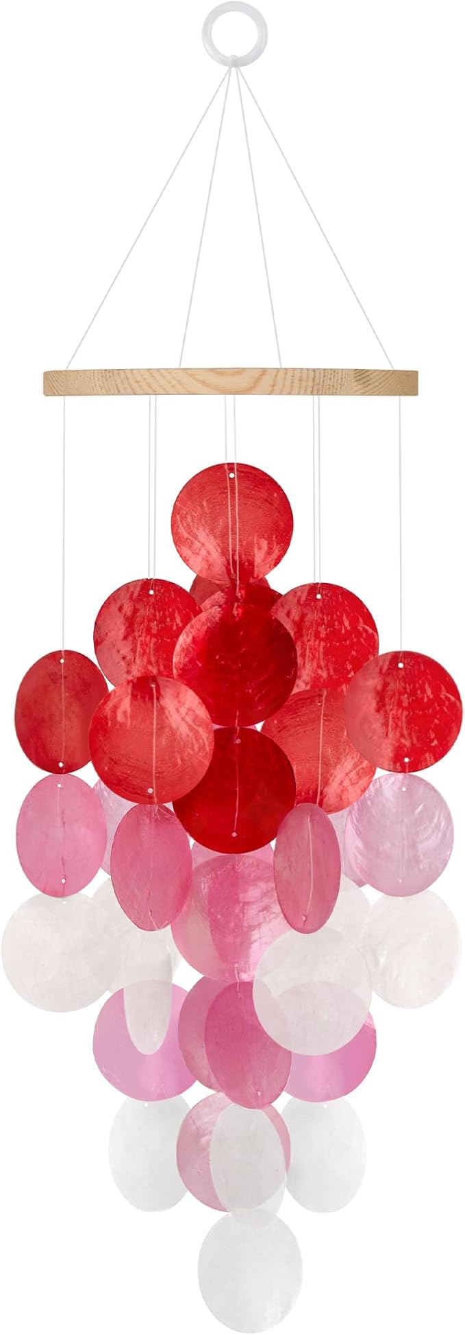 Wind Chimes for Outside, Handcrafted Capiz Shells Windchime Coastal Style Decor for Indoor/Outdoors, Garden Decors, Great Gift for Women, Beach Hanging Decor, Wind Chimes Lovers (Red Pink Gradient)