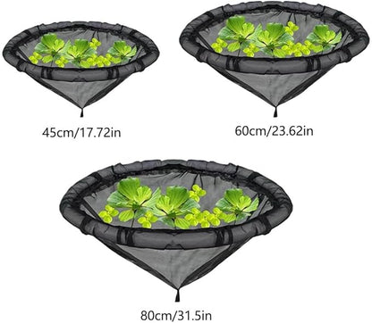 Floating Flora Fish Barrier,Floating Island Planter for Ponds,Plant Protector Fine Mesh Floating Pond Corral with Lifting Ring,Black Round Floating Plant Ring Corral,Water Features Pond Decoration