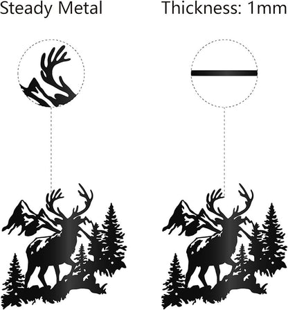 CREATCABIN Reindeer Metal Wall Art Black Elk Deer Wall Sculpture Iron Wall Decor Living Room Decoration Kitchen Display Gift for Family Friends Christmas Housewarming Party Birthday 11.8x11.8 Inch