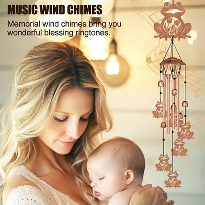Large Aluminium Wind Chimes 33" Outdoor Deep Tone Memorial Wind Chime with Frog Wind Catcher, Sympathy for Loss of Loved Mom Father,Metal Wind Chimes for Garden Patio Balcony Home Decor