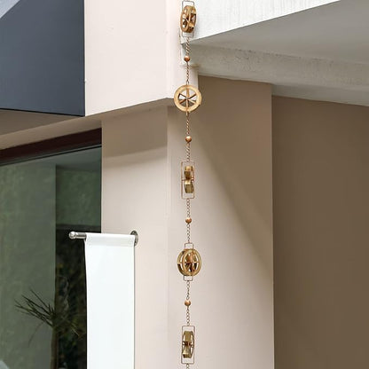 5-7/10-Feet Gutter Rain Chain,Water Wheel Rain Catcher Chain Outdoor Garden Decorative Art