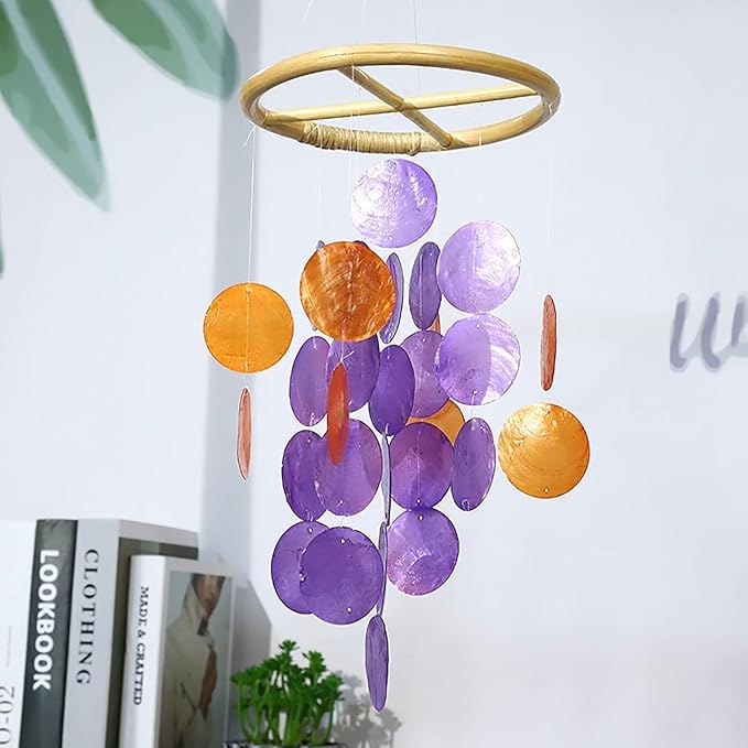 2Pcs Brown Wind Chime Circles, DIY Wind Chimes, Circles of Wind Chime or Frames, Long Lasting House Garden Parts Transparent Top, Round Wind Chimes Patio, Outdoor Décor