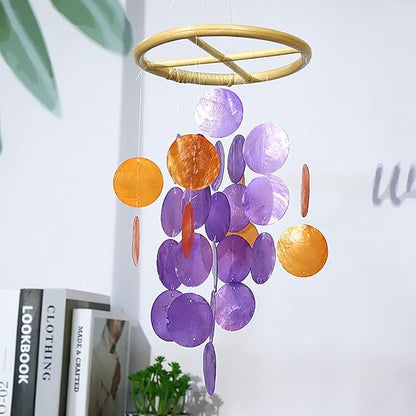 2Pcs Brown Wind Chime Circles, DIY Wind Chimes, Circles of Wind Chime or Frames, Long Lasting House Garden Parts Transparent Top, Round Wind Chimes Patio, Outdoor Décor