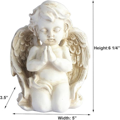 KiaoTime Vintage Kneeling Praying Cherub Statue Angel Statue Figurine Indoor Outdoor Home Garden Decoration Wings Angel Statue Sculpture Memorial Statue