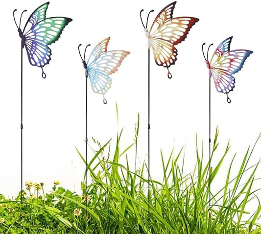 Butterfly Garden Stakes Decor Metal Yard Art Butterfly for Women Mom Ornaments Outdoor Decorative Patio Lawn Decor 4 Pack 24.8Inch (Colorful)