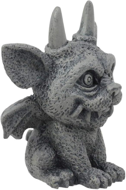 Ebros Gothic Horned Bat Cat Gargoyle Bast Figurine Small Mythical Fantasy Decor Statue 3.25" Tall As Talisman of Protection Fairy Garden Accessory DIY Renaissance Or Medieval Collectible