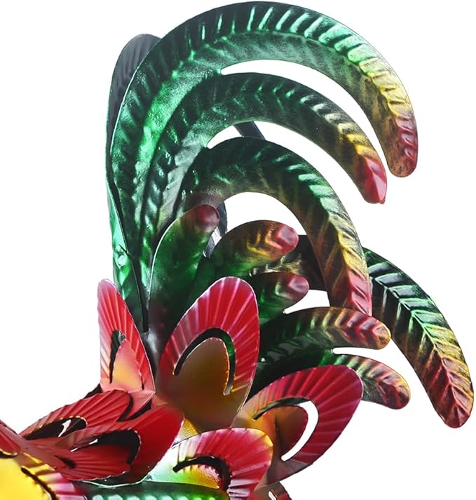 Metal Rooster Statue Garden Chicken Sculpture Decoration Metal Yard Art for Yard Outdoor Indoor Decoration (#F)