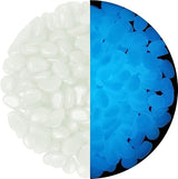 2.4Lbs 550 Pcs Glow in The Dark Stones Garden Pebbles Rocks Indoor Outdoor Decor Luminous Stone for Walkways Driveway Yard Grass Fish Tank(White in Daytime, Blue in Night)
