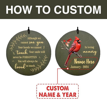 36inch Memorial Wind Chimes, Personalized Wind Chimes, Memorial Gifts, in Loving Memory for Loss of Loved Dad/Mom, Wind Chime Cardinal for Condolences/Funeral Outside (Produced in USA)