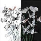 3D Butterfly Garden Stake Decor,10" PVC Butterfly Garden Decor for Outside,Shaking Head Artificial Butterflies for Cake Bouquet Wall Lawn Pathway Plant Pot Flower Bed Yard Decor (50, Black&White Mix)