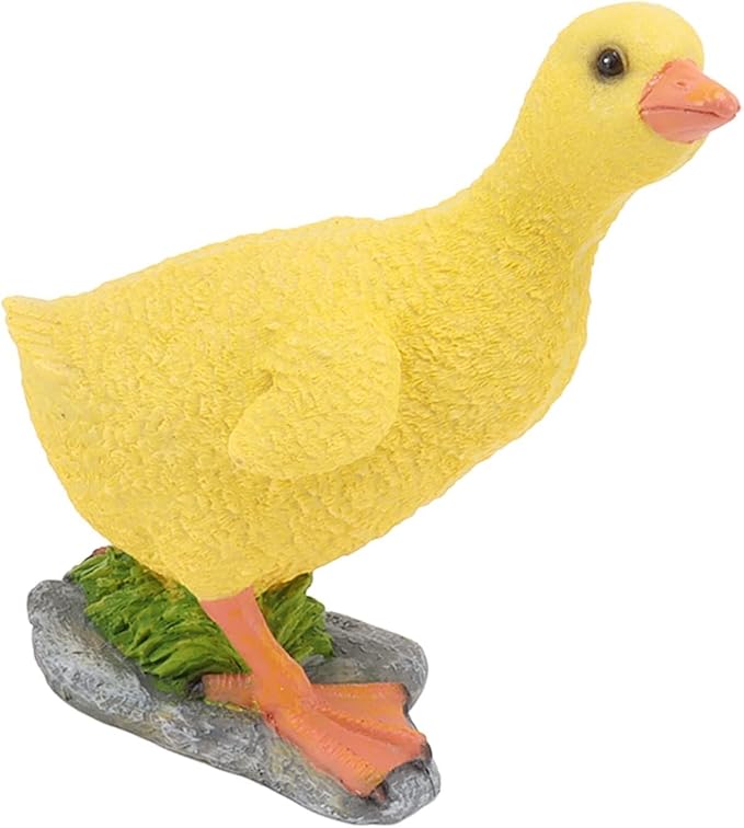 Cute Statues Resin Duck Figurine Furry Ducks True Colors Garden Statue Anti Fading Backyard Decor(Yellow)