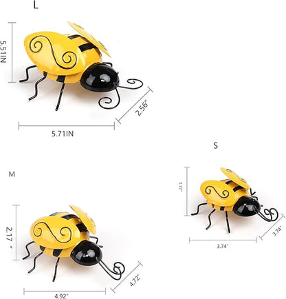 Mentoart Metal Bee Wall Art, 4-Pack – Party-Themed Hanging Sculpture for Bedroom & Living Room, Outdoor Garden, Patio, Fence or Yard Decoration