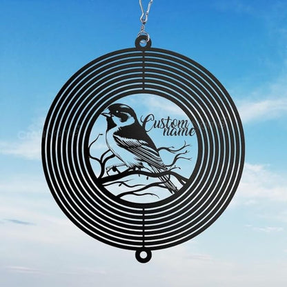 Personalized Sparrow Metal Wind Spinner, Custom Outdoor Ornament for Yard Display, Kinetic Bird Sculpture, Nature Gift (Sparrow Garden Wind Spinner)