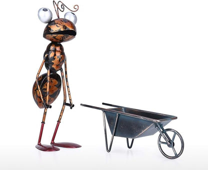 Tooarts Metal Ant Garden Decor Sculpture Home Patio Lawn Yard Indoor Outdoor Statue Ornament with Removable Bucket