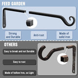 FEED GARDEN 15 Inch 2 Pack Hand-Forged Hanging Plant Bracket Heavy Duty Metal Plant Hangers for Outdoor Hanging Bird Feeders Lanterns Wind Chimes Black