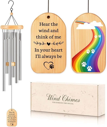 Loss of Dog Sympathy Gift, Rainbow Bridge Dogs Memorial Wind Chimes, 25.5 inch, Dog Memorial Gifts for Loss of Dogs, Pet Remembrance Passing Away Bereavement Gift, in Memory of Cat Present